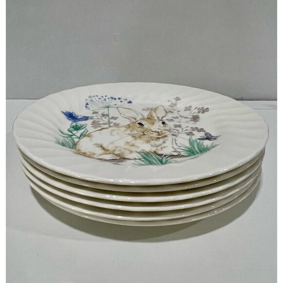 Royal Wessex Set of 6 Bunny Rabbit in Meadow 10" Plates Easter Spring - Picture 7 of 7